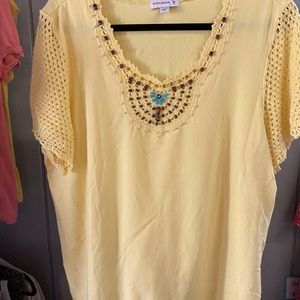 WOMENS SUSAN GRAVER BEADWORK CROCHET LACE TOP X-LARGE